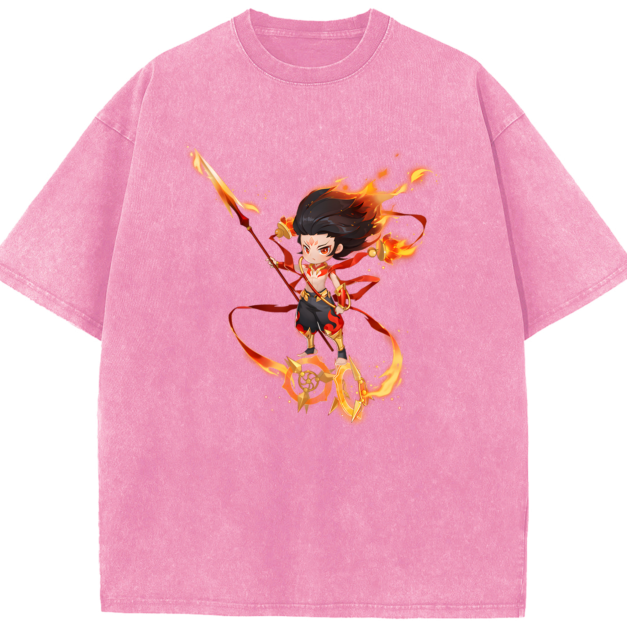 （画像用） Ne Zha 2 ナタ 魔童の大暴れ 綿100% ヴィンテージ風 半袖Tシャツ（フロントプリント）